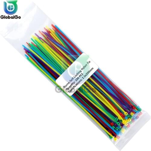 100pcs/Lot Self-locking Plastic Nylon Ties Cable Wire Zip Binding Wrap Straps 2.5*200mm 2.5*150mm 2.5*100mm Nylon Cable Tie