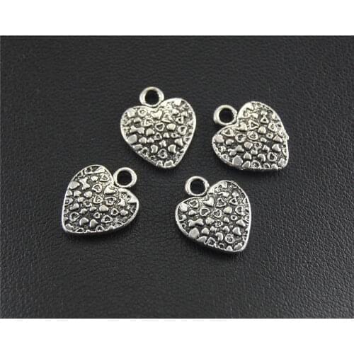 30pcs Silver Color Pattern Heart Charms Pendant DIY Necklace Bracelet Bangle Findings A1479