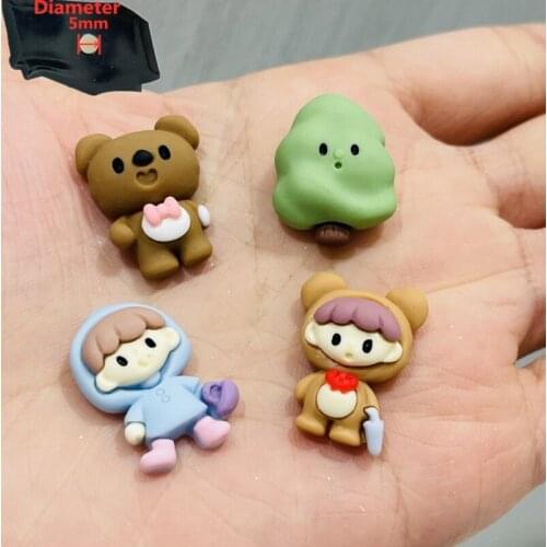 4PCS Resin Cute Cartoon Fridge Magnetic Sticker Tree Bear Girls Refrigerator Magnets Creative Kitchen Decoration Office Supplies