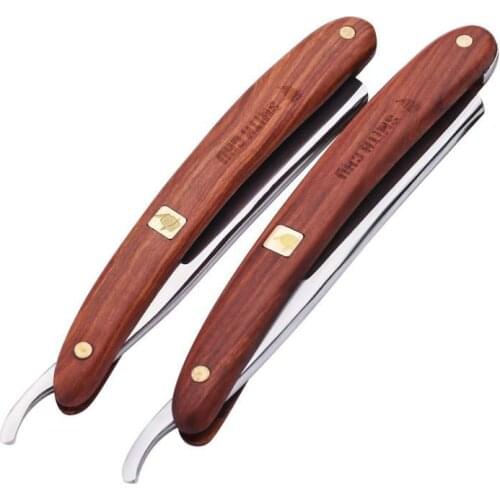 440C Steel Straight Razor Men Shaving Razors Wood Handle Barber Copper Manual Shaver Classic Scraper Ebony Wood Handle Sharp