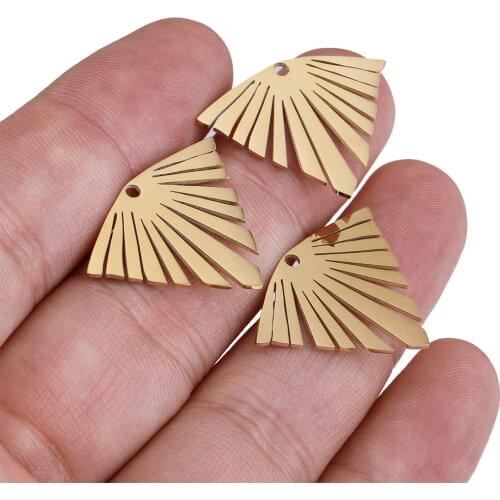 5pcs Lot Stainless Steel Sector Bohemia Earrings Charms Pendants DIY Connectors Dangle Earring Necklace Making Supplies Bulk