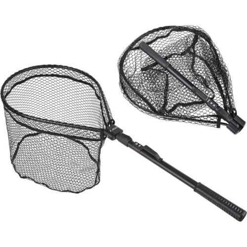 81cm Rubber Fly Fishing Landing Net Trout Large Mesh Fish Net Aluminum alloy Monofilament Hand Network Fishing Tools