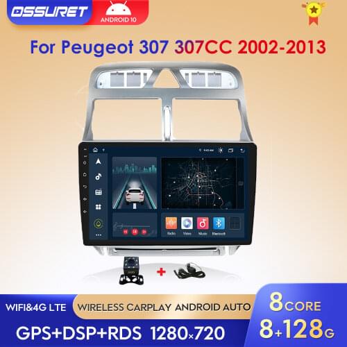 Android 10 4G+64G Car Radio Multimedia Player GPS Navigation for Peugeot 307 307CC 307SW 2002-2013 Autostereo SWC CANBUS NO DVD