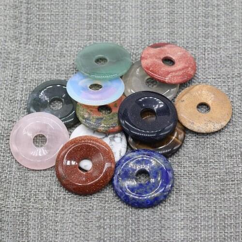 Natural Stone Beads Round Semi-Precious Big-Hole Bead For Jewelry Making DIY Necklace Bracelet Anklet Accessory