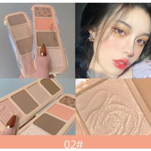 Four Color Blush Trimming Powder Plate Highlighter Shadow Modification Facial Contour Dressing Powder Pigment Cosmetic TSLM1