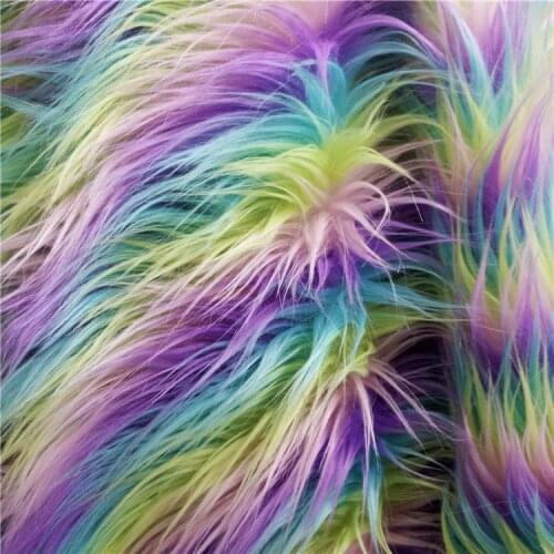 Four-color jacquard colorful plush Unicorn rainbow falling bristles artificial fur clothing fabric