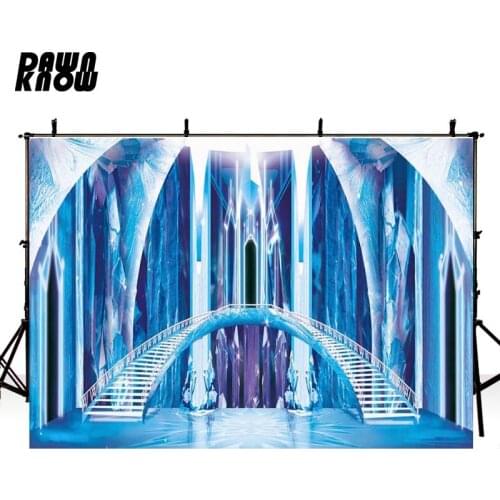 DAWNKNOW Vinyl Photography Background Blue Ice Castle Photographic Backdrops For Children Photocall Photo Studio Props G084