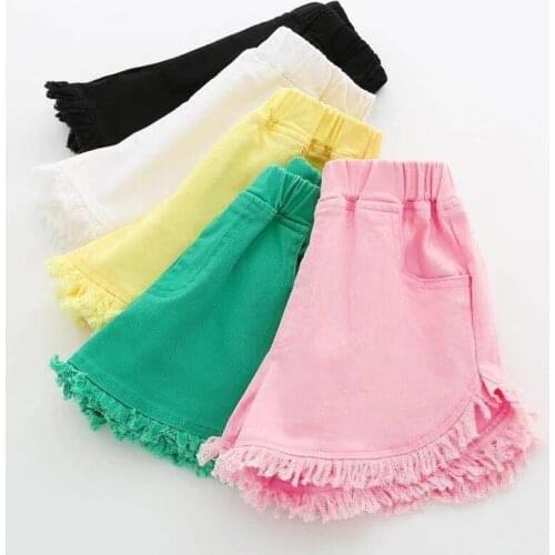 2021 Kids Summer Bottoms New Children Tassel Shorts Girl Fashion Denim Shorts