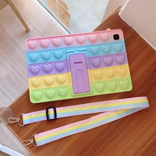 Kids Relive Stress Fidget Toys Bubble Silicone Case for Samsung Galaxy Tab S6 Lite 10.4'' 2020 SM-P610 P615 Tablet Cover Straps