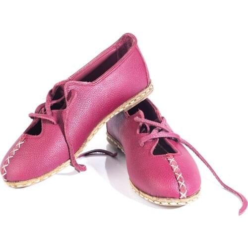 Women Hand Made Comfort Basic Healty Full Leather Shoes Red