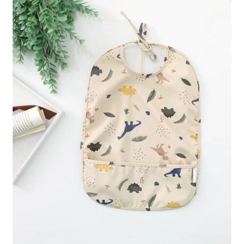 Feeding Drawing Apron Waterproof Adjustable Cute Print Pocket with Bibs Bib Children Stuff Baby Sleeveless Infant Accessori