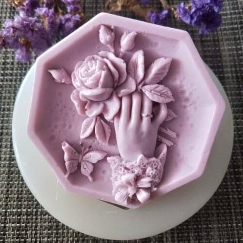 Butterfly Flowers Soap Molds Gypsum Chocolate Candle Candy Mold Silicone Mold Clay Resin HC0133 PRZY Holding Flowers Moulds