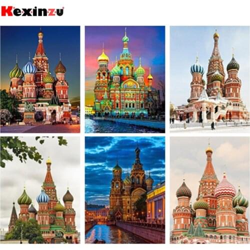 Kexinzu Diamond Embroidery DIY Diamond Painting Cross Stitch Kit "Castle scenery" 5D Needlework Diamond Home Decoration