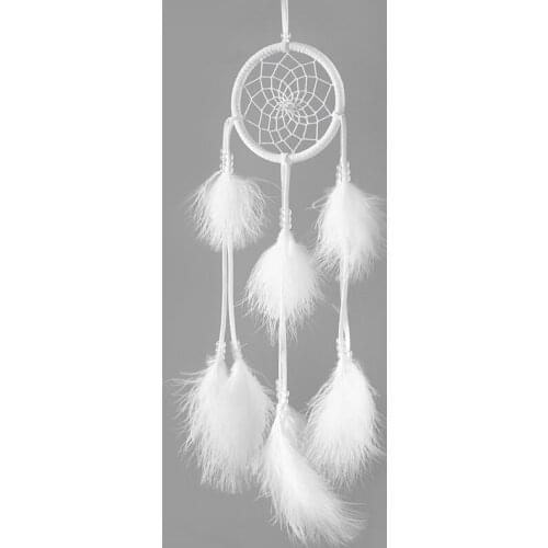 Small White Feathers Dream Catcher Decor Home Room Wall Hanging Indian Catcher Net Garden Decoration Crafts 11*50cm