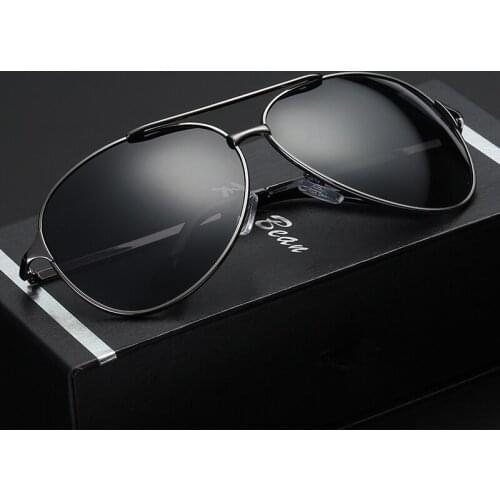 Fashion Pilot Men Polarized Sunglasses Sun Glasses Shades Mirrors Coating Points Black Frame Eyewear Male Sun Glasses UV400