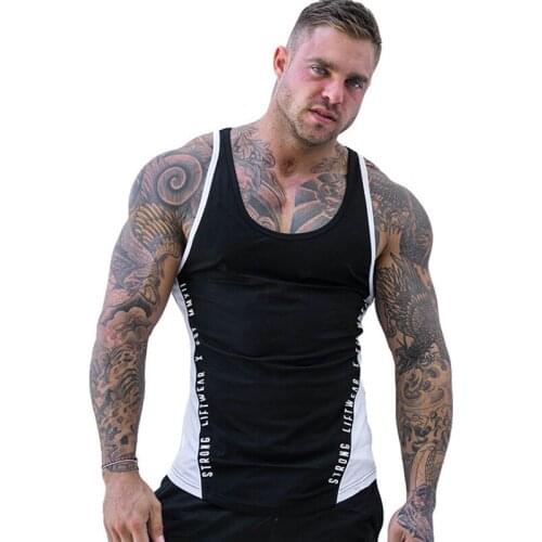 Men Bodybuilding Tank Tops Gym Workout Fitness Cotton Sleeveless shirt Running Clothes Stringer Singlet Male Summer Casual Vest