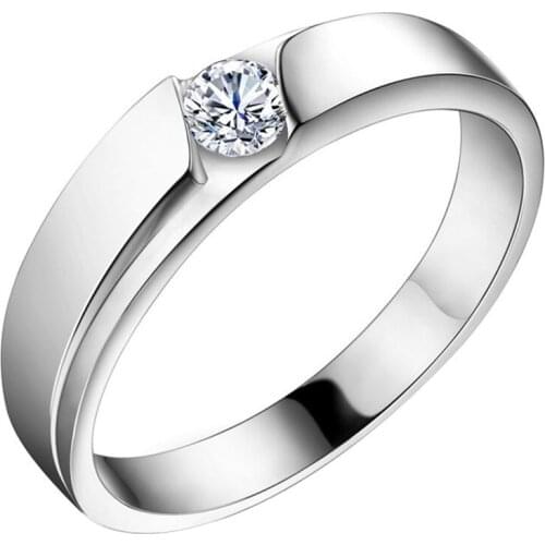 S925 Sterling Silver Mens Ring Luxury Mossan Stone Jewelry Exquisite and Elegant Engagement Wedding Anniversary Party Pure Fine