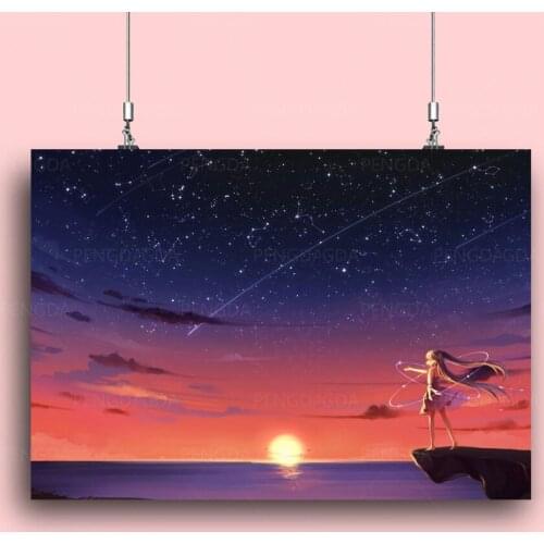HD Printed Starry Sky Canvas Painting Wall Art Sunset Glow Poster Home Decor Modular Anime Aesthetic Pictures For Living Room