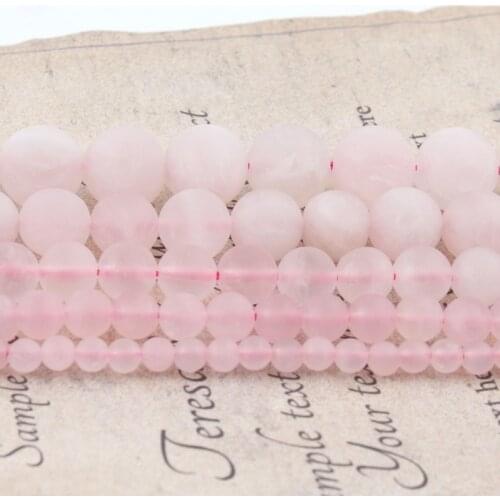 Natural jewelry Dull Polish Matte Rose Pink Quartz Loose Beads Stones Suitable for DIY Fashion bracelet necklace Accessories
