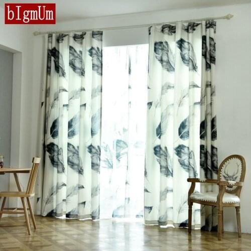 Nordic Minimalist Gray White Feathers Curtains For Bedroom Living Room Blackout Window Treatments Panel Drape Roman Blinds 2018