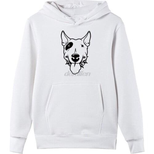 Spring Winter Novelty Bull Terrier Dog Design Hoodies Men Hip Hop Pullover Sweatshirt Casual Brand Coats Fleece Hooded