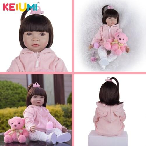 KEIUMI New Arrival 24 Inch Pillow Reborn Bebe Dolls Style Soft Silicone Reborn Babies Doll Childrens Day Birthday DIY Gifts