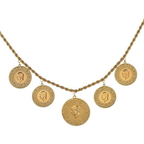 NEW Arabic Coin Muslim Islam Middle East Necklace for Women Gold Color Arab/Africa Islamic Like Jewelry Make Money Gift Lucky