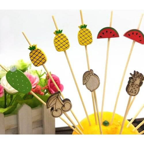 100 Pcs Disposable Bamboo picks Food Fruit Cocktail Handmade Toothpicks Supply K1MF