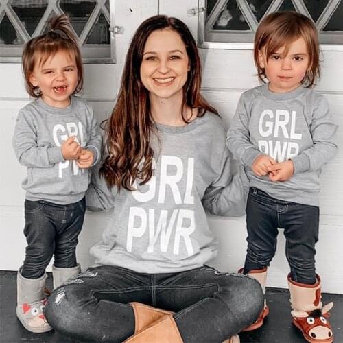 PatPat New Arrival Autumn and Winter Letter Print Light Grey Sweatshirts for Mommy and Me Family Look Kids Clothing