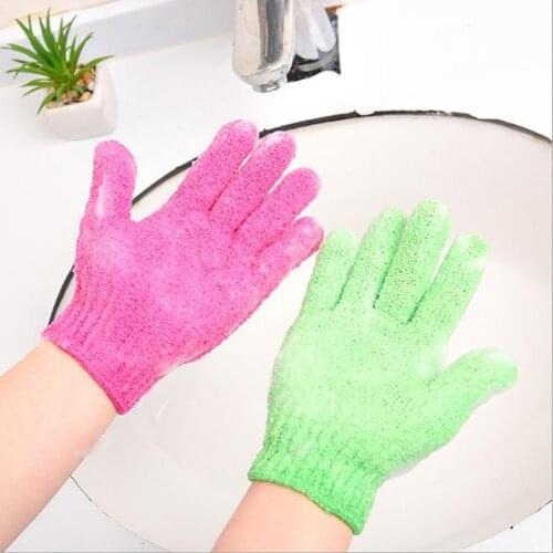 1pair Shower Glove Five Fingers Scrub Exfoliating Body Massager Wash Skin Spa Bath Gloves Foam Bath Body Cleaning Bathing Glove