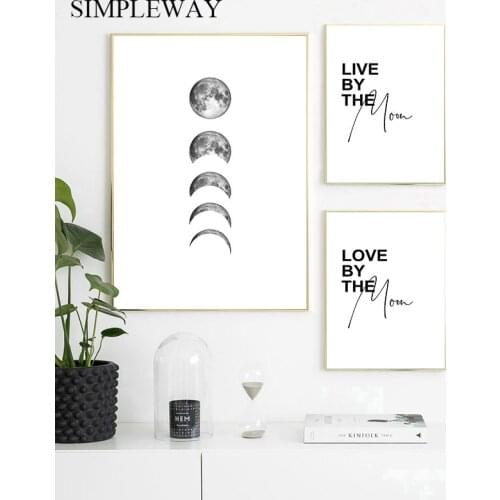 Moon Phase Romantic Quotes Poster Nordic Letter Art Canvas Print Minimalist Wall Picture Painting Modern Living Room Decoration