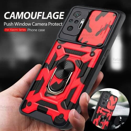 Push Camera Protection Armor Case For Xiaomi Redmi Note 10 Pro Redme Not 10Pro 10s Note10 4G Car Magnetic Ring Camouflage Cover