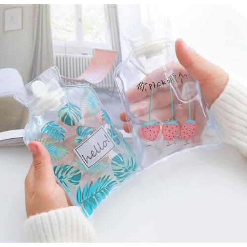 Cute Transparent Hot Water Bottle Warm Belly Treasure Cartoon Hand Warmer Filled Mini Explosion-proof Portable Hot Water Bags