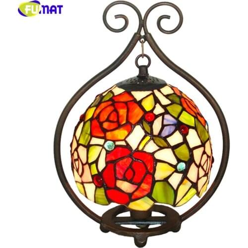 FUMAT led table lights Vintage led table lamp rose flower Christmas decor bedroom beside led lights for living room 110-240V