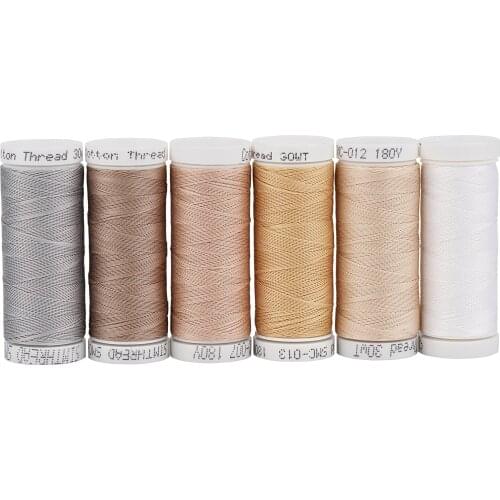 6 Light Colors 30wt Cotton Embroidery Sewing Thread for Hand or Machine Embroidery Sewing Quilting Piecing Applique etc