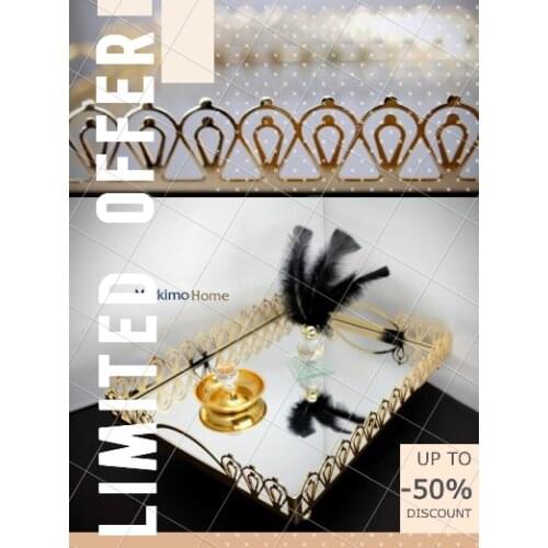 Mirrored Presentation Rectangle Laser Cut Serving Tray Gold Drop Large Size 30x40cm Hot Sale Gecorative Glass Storage Cosmetic