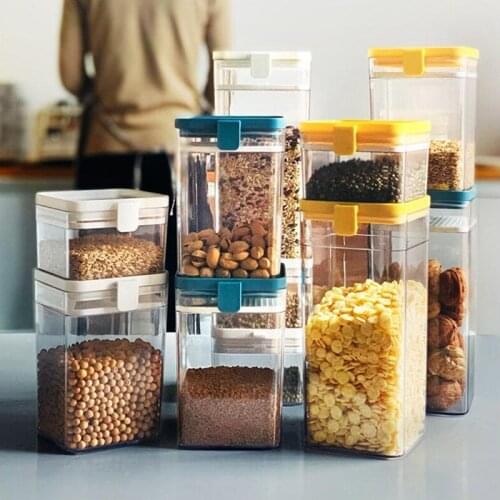 Grain Multi-grain Screen Sealed Jar Square Moisture-proof Refrigerator Fresh-keeping Storage Box Can Be Stacked With Snack Candy