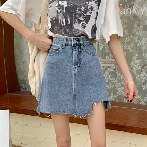 WEIHAOBANG 2021 New Spring Summer Denim High Waist A-line Short Skirt Slim Skirt Womens Hip Skirt Ladys Solid Pocket Skirts