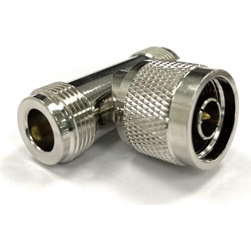 1pc N Male Plug switch 2*N Female Jack RF Coax Adapter Convertor Straight T type splitter Nickelplated NEW wholesale