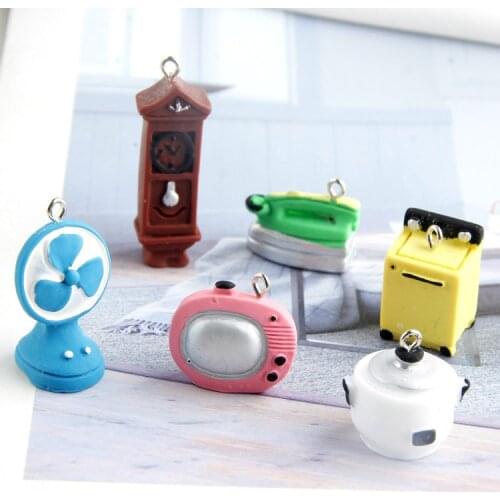10pcs 3D Radio Fan Wall Clock European Rice Cooker Resin Charms Pendant DIY Craft fit for Bracelet Jewelry Finding Handmade