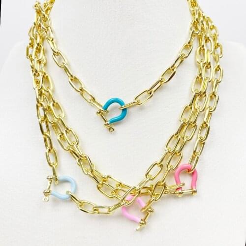10Pcs Enamel U shape Clasp necklace Handmade Gold chain necklace Handmade Jewelry Necklace fashion jewelry Women necklace 9843
