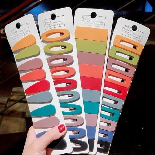 10 Pcs/Set Children Cute Colors Geometric Ornament Hair Clips Girls Sweet Acrylic Hollow Barrettes Hairpins Kid Hair Accessories