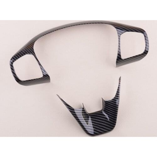 2Pcs/Set Car Steering Wheel Trim Cover Frame Fit For Ford Fiesta ST Mk 2018 2019 2020 ABS Carbon Fiber Style