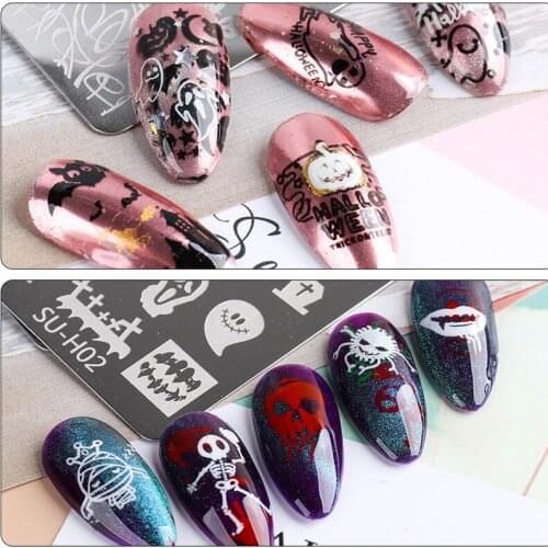 Hot 1PCS 3D Nail Stickers Halloween Skull Pumpkin Nail Art Decoration Slider DIY Nails Decals Press on Nails for Manicure Salon