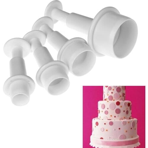 4Pcs Different Sizes Cake Mold Mini Round Circle Cookie Mold Plastic Cake Cutter Mold Biscuit Fondant Sugar Plunger Craft Decor