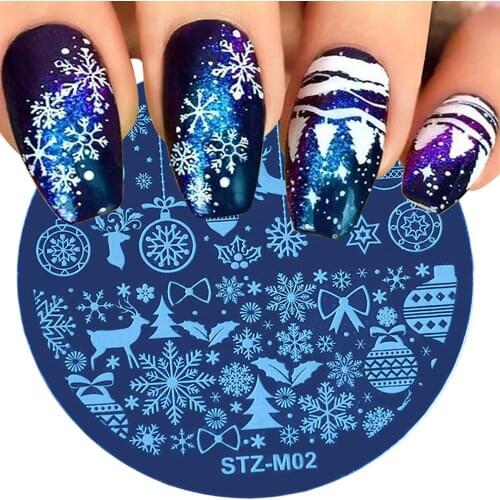 5Pcs Round Christmas Nail Art Stamping Plate Stamp Image Manicure Templates