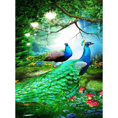 5D DIY Diamond Embroidery Small Animal Square Round Diamond Mosaic Peacock Painting Cross Stitch Home Decoration Handmade WG2223