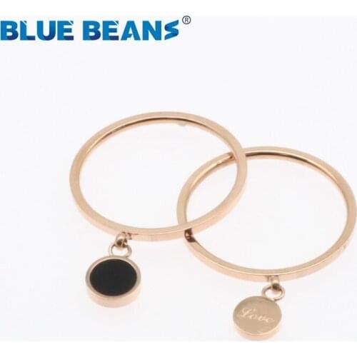 Stainless Steel letter Rose Gold Anti-allergy Smooth Simple Rings Bijouterie for Man or Woman Gift Wedding Couples Double layer