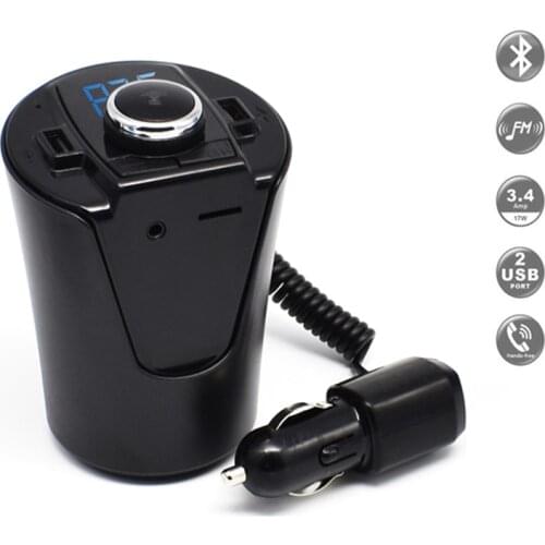 Bluetooth HandsFree Car Kit FM Transmitter MP3 Player Dual USB Charger LED Display Micro SD TF U Disk AUX Music Playing