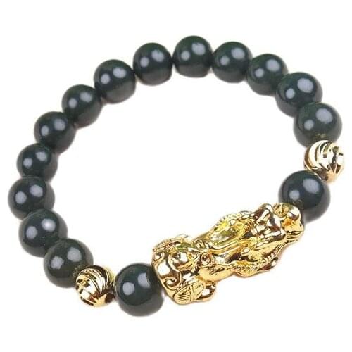 Xinjiang Hetian Jade Buddha Bead Green Jade Agate Bracelet Fashion Lotus Seed
